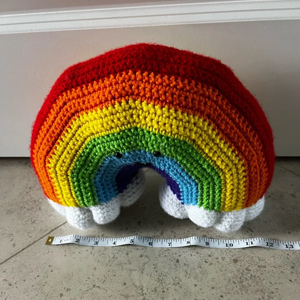 Hand Crocheted Happy Little Rainbow Pillow Plushie! - Picture 9 of 15